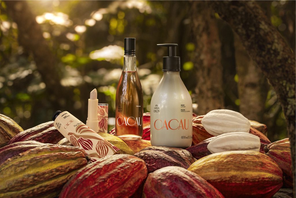 Linha Natura Ekos Cacau. Creme para mãos, batom, colônia e Hidratante corporal.